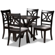 Baxton Studio Julia Modern and Contemporary Grey Fabric Upholstered and Dark Brown Finished Wood 5-Piece Dining Set